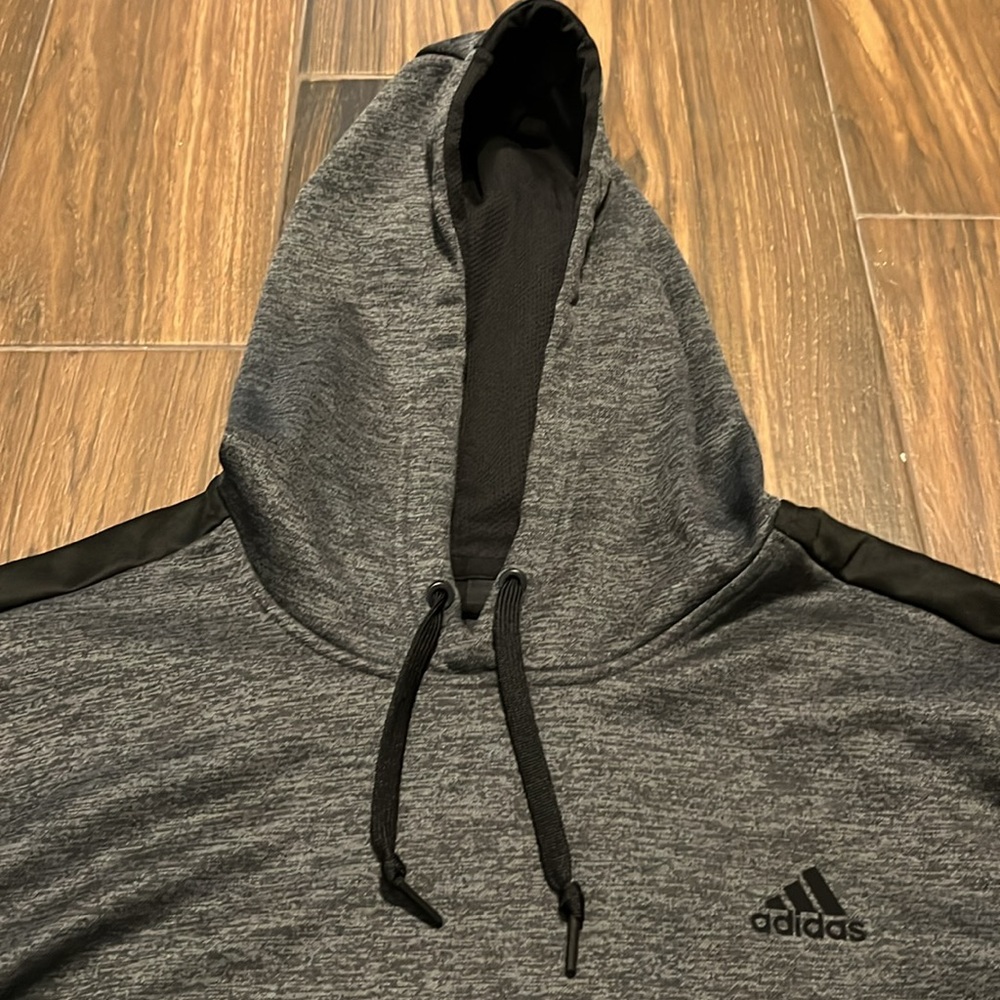 Adidas Black & Gray Hoodie Kids Size XL - Picture 3 of 5